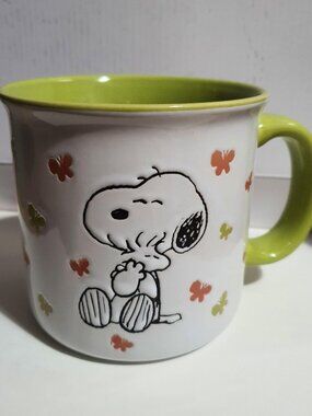 Peanuts Snoopy Woodstock Spring Butterfly Mug" Life is better with Friends"